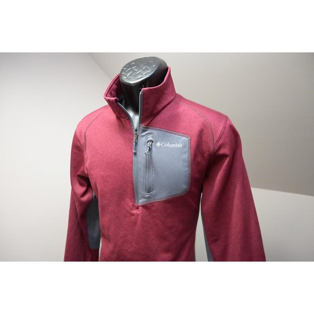 Columbia 1/4 Zip Athletic Jacket Hiking Camp Sweater Dark Red Mens Sz Medium